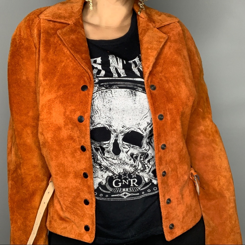 Vintage 1970s Anne Klein Burnt Orange Suede Jacket - Picture 3 of 5